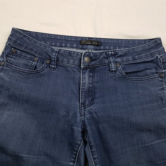 PrAna Dark Wash Blue Jeans Size 8/29 Slim Straight Leg Stretch Denim Low Rise - Picture 4 of 14